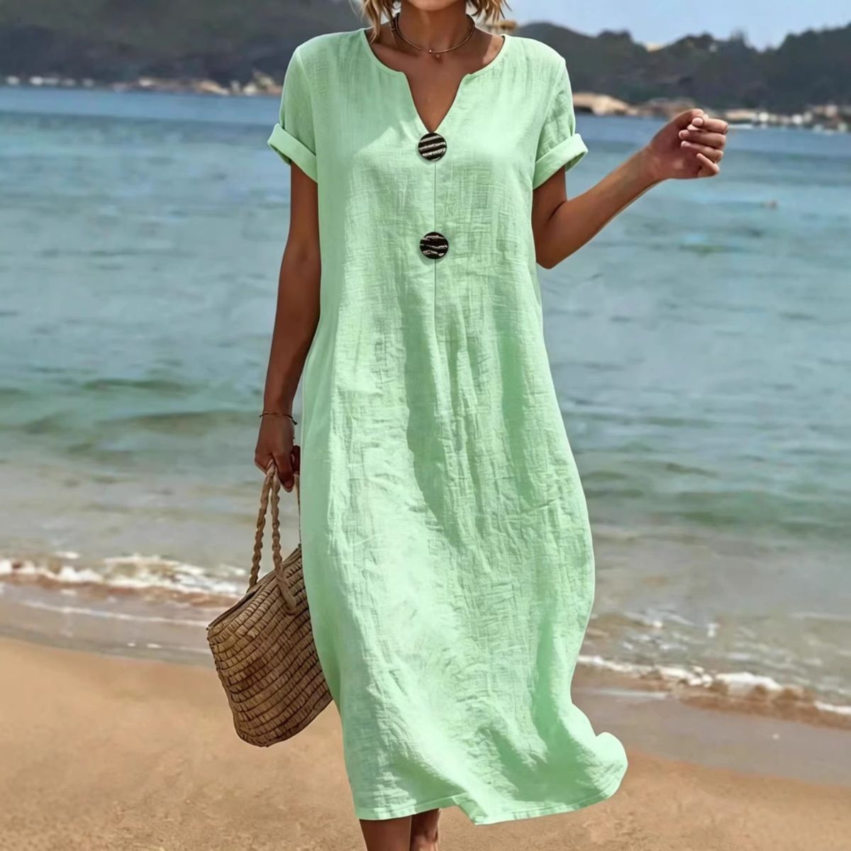 🏖️👗【S-3XL】Lehké a vzdušné letní šaty z lnu a bavlny volného střihu - zamilujete si je na první nošení.