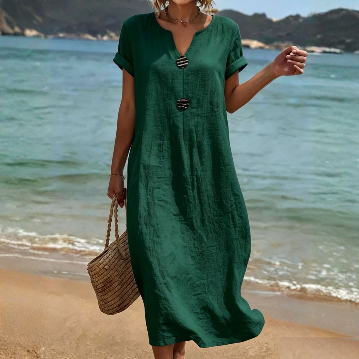 🏖️👗【S-3XL】Lehké a vzdušné letní šaty z lnu a bavlny volného střihu - zamilujete si je na první nošení.
